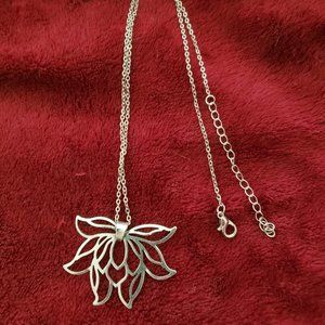 Silver Yoga Lotus Flower Pendant Necklace Jewelry Gift with Chain